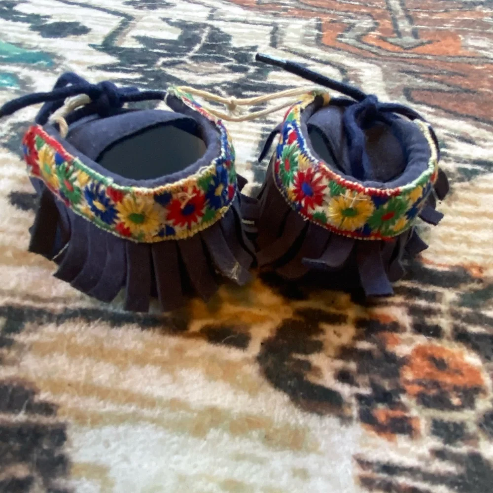Embroidered Blue Baby Moccasins